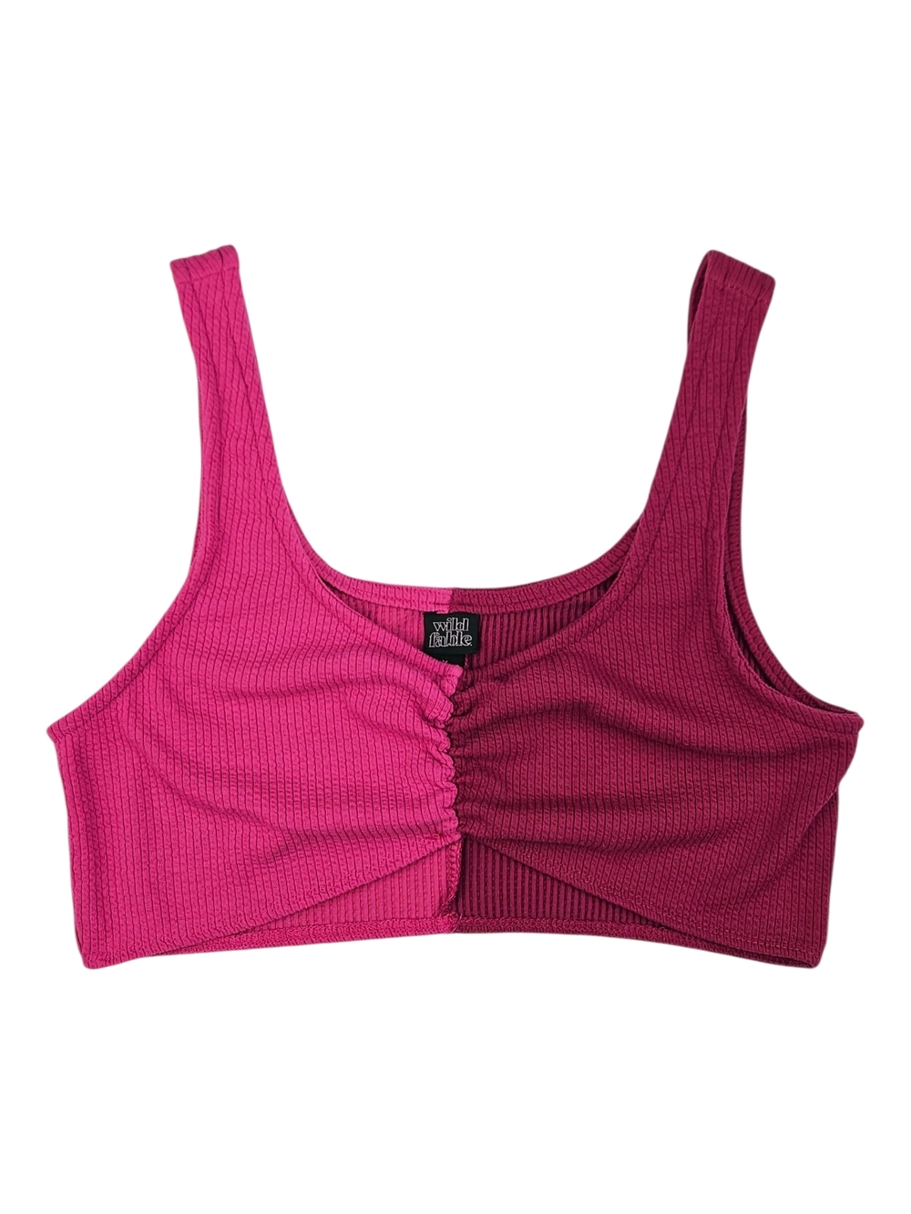 Wild Fable Knit Tank Top Medium Bright Pink Colorblock Crop Cami Ribbed